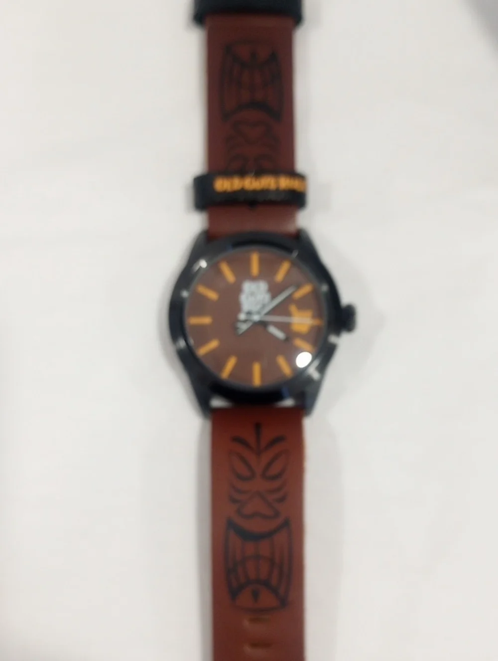 Old Guys Rule Tiki Man Watch.Brown Leather Strap Timeless Pieces (New)
